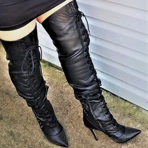 Madonna Truth or Dare Ornate Full Leather Boots 8